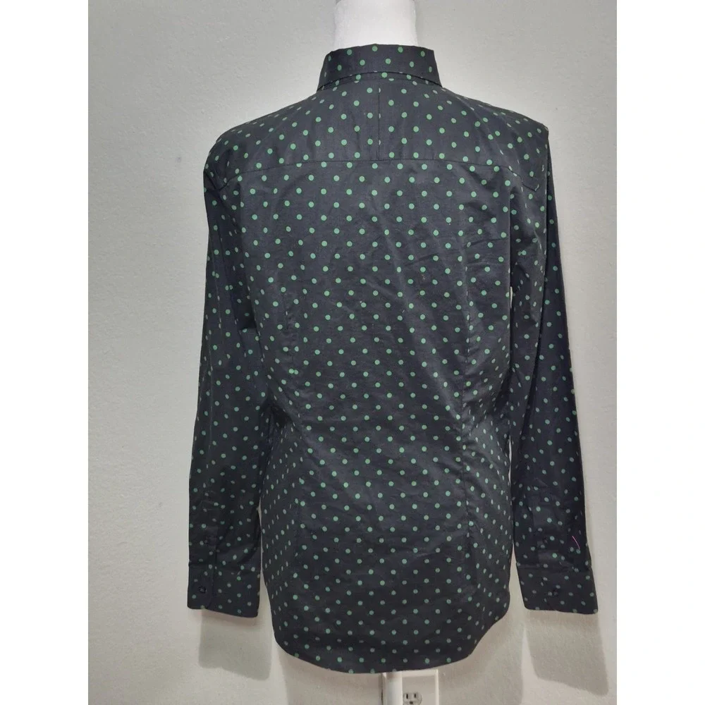 Lauren Ralph Lauren‎ Stretch Non-Iron Green Polka Dot Button Down Shirt Sz M